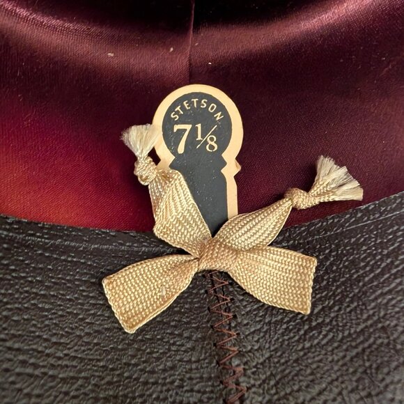 Vintage Royal Stetson Brown Fedora  hat 7-1/8 (2" Brim 4" Crown Teardrop) - Picture 9 of 10